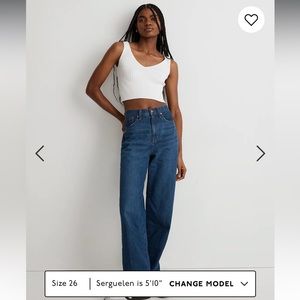 BNWT Madewell Baggy Straight Jeans in Dark Worn Indigo Wash, Sz 26